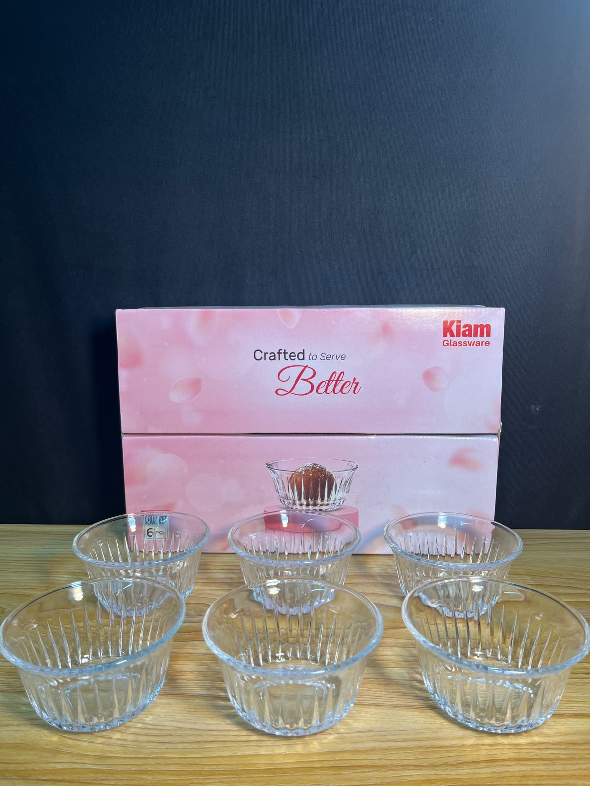 Kiam ( 501 ) Crystal Clear Dessert Bowl Set (6 Pcs) – কিয়াম ক্রিস্টাল ক্লিয়ার ডেজার্ট বাটি সেট (৬ পিস)🍨