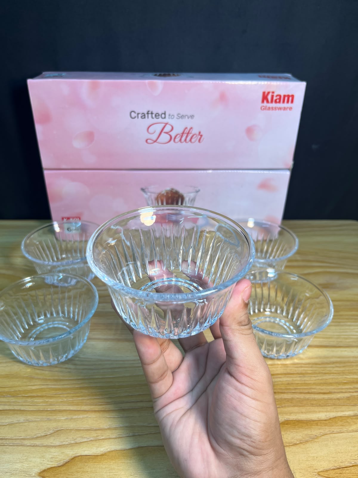 Kiam ( 501 ) Crystal Clear Dessert Bowl Set (6 Pcs) – কিয়াম ক্রিস্টাল ক্লিয়ার ডেজার্ট বাটি সেট (৬ পিস)🍨