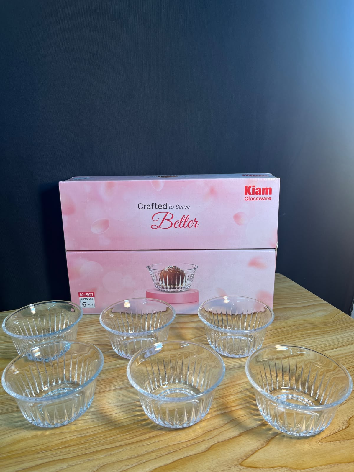 Kiam ( 501 ) Crystal Clear Dessert Bowl Set (6 Pcs) – কিয়াম ক্রিস্টাল ক্লিয়ার ডেজার্ট বাটি সেট (৬ পিস)🍨