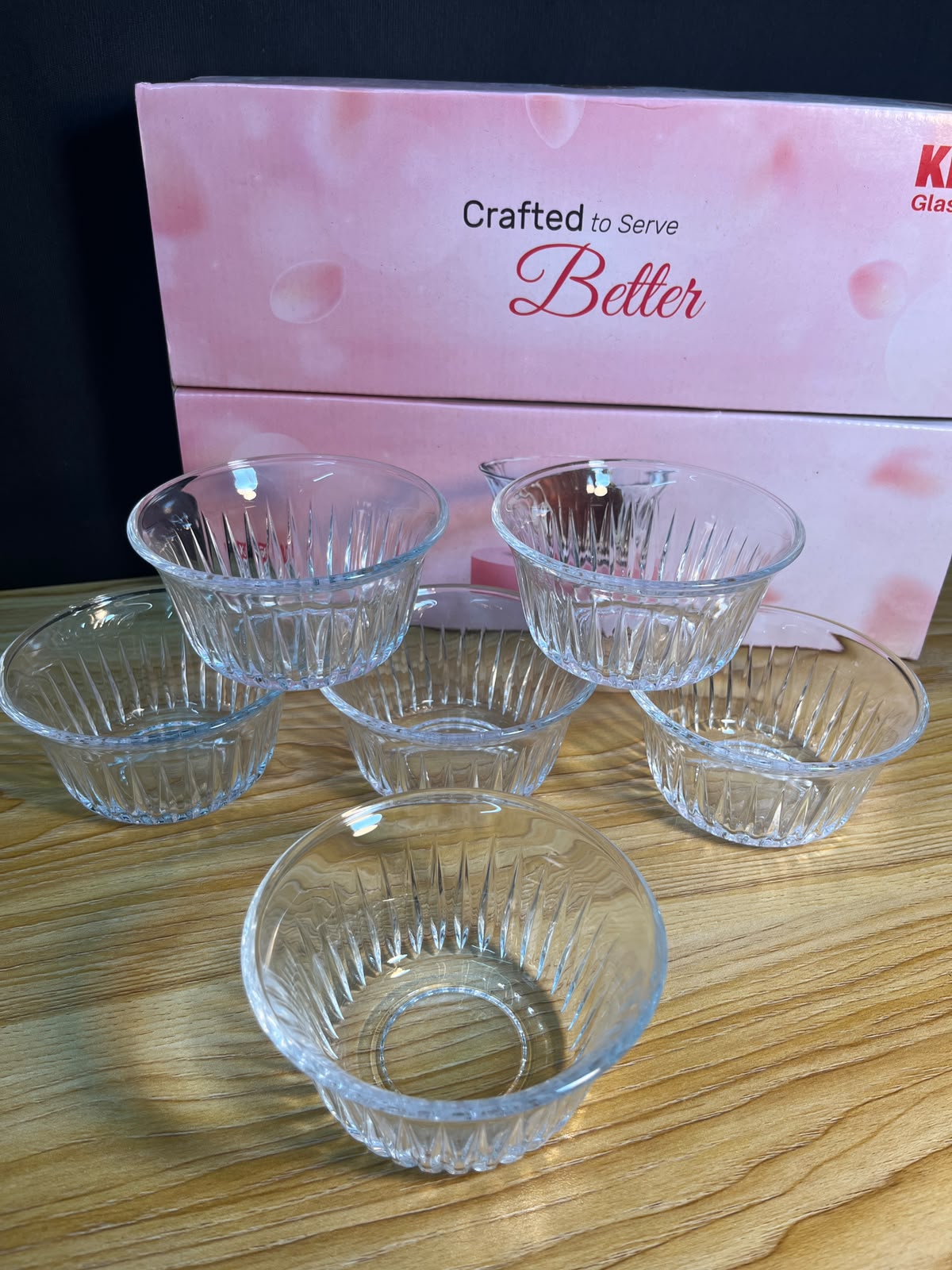 Kiam ( 501 ) Crystal Clear Dessert Bowl Set (6 Pcs) – কিয়াম ক্রিস্টাল ক্লিয়ার ডেজার্ট বাটি সেট (৬ পিস)🍨