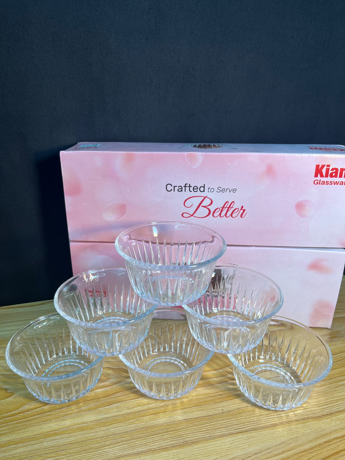 Kiam ( 501 ) Crystal Clear Dessert Bowl Set (6 Pcs) – কিয়াম ক্রিস্টাল ক্লিয়ার ডেজার্ট বাটি সেট (৬ পিস)🍨